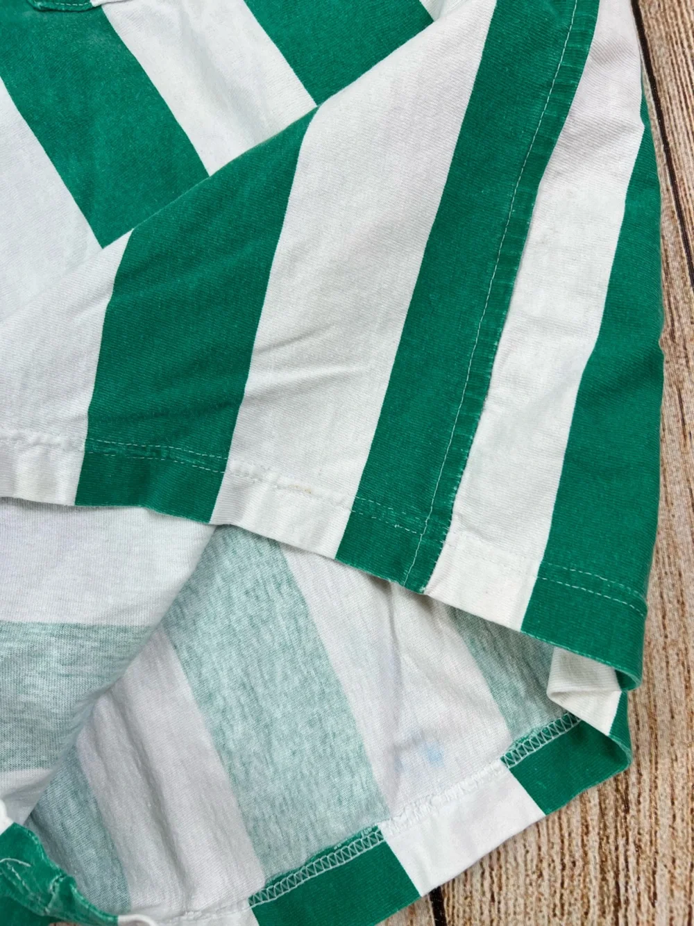 Vintage 1993 B.U.M equipment Cotton Striped Shorts Green White Size Medium
